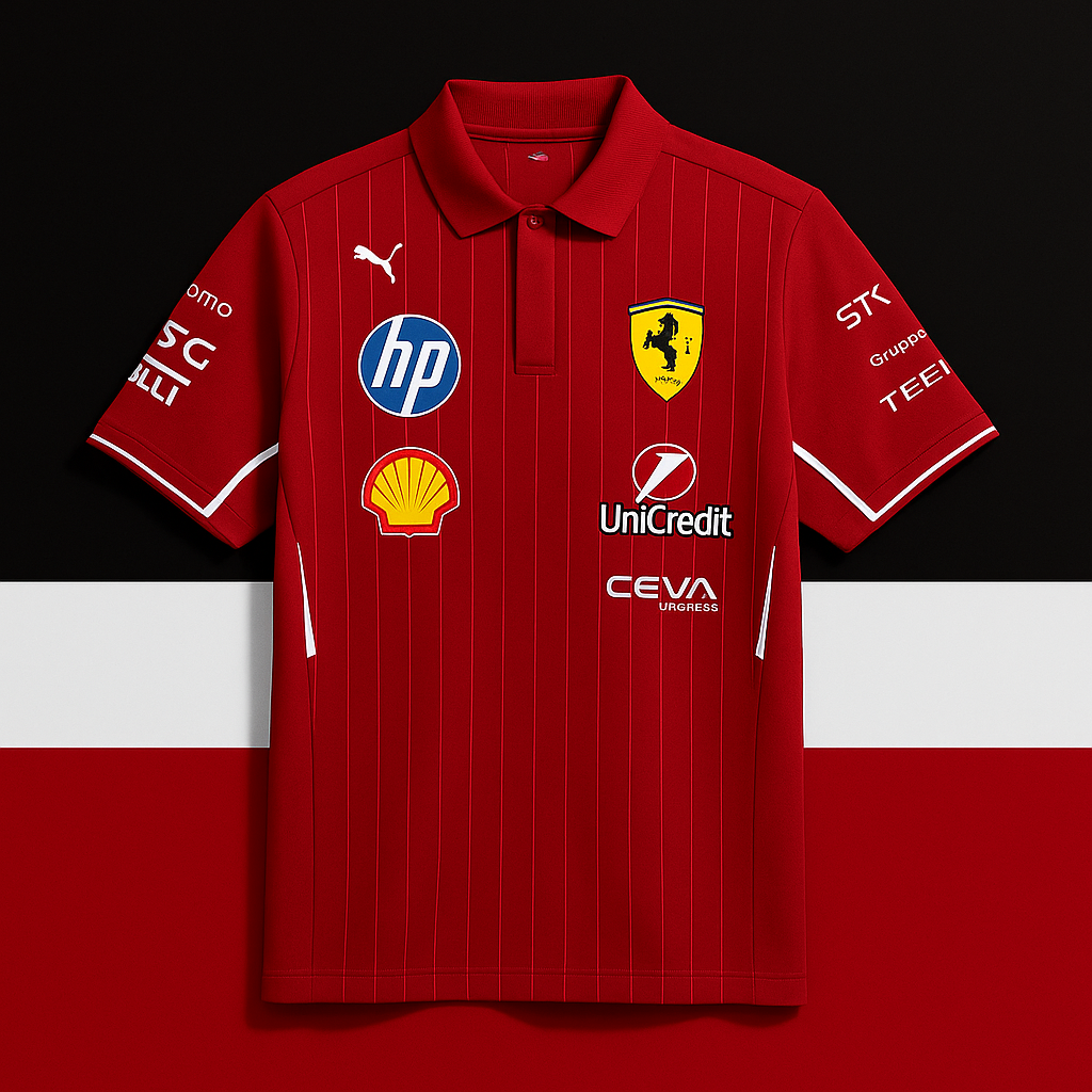 🏁❤️ Scuderia Ferrari F1 2025 Team Polo – Red (Pre-Order)